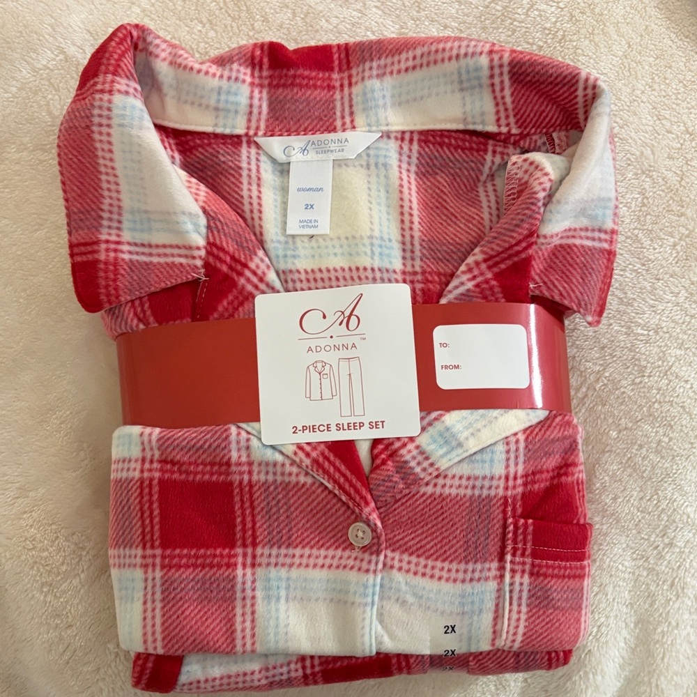 Adonna Woman’s Pajama Set in Red and White Plaid